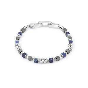 Coeur De Lion Unisex Bracelet Cubes and Chain Blue