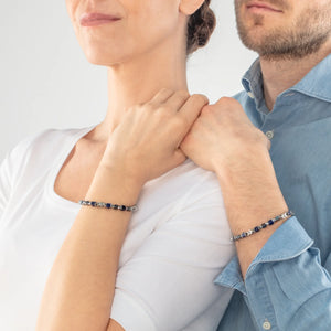 Coeur De Lion Unisex Bracelet Cubes and Chain Blue