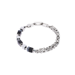 Coeur De Lion Mens Bracelet Fusion Snake Chain Black-Silver