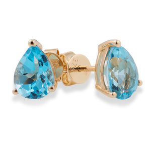 9ct Yellow Gold Blue Topaz Stud Earrings