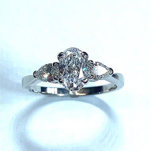 Secondhand Platinum Oval and Pear Diamond Ring - 1.67ct