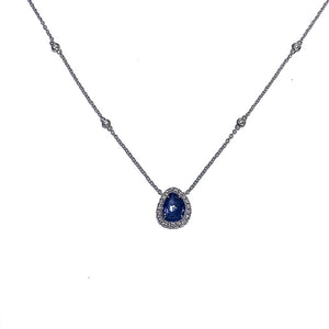 18ct White Gold Rose Cut Sapphire and Diamond Necklace