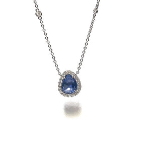 18ct White Gold Rose Cut Sapphire and Diamond Necklace