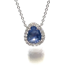 18ct White Gold Rose Cut Sapphire and Diamond Necklace