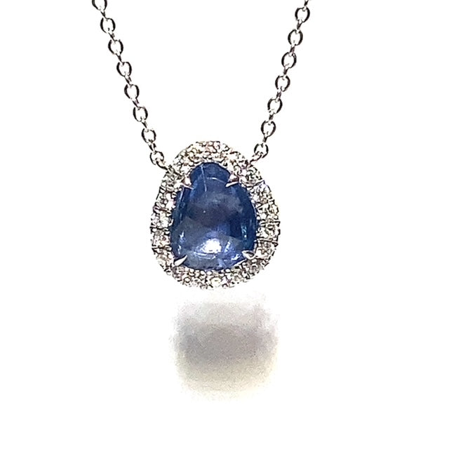 18ct White Gold Rose Cut Sapphire and Diamond Necklace