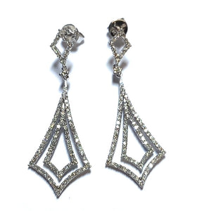 18ct White Gold Diamond Fan Drop Earrings 1.60ct