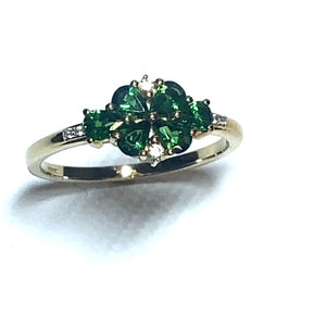 Secondhand Tsavorite Garnet and White Zircon Ring