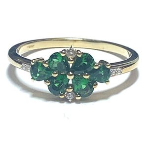 Secondhand Tsavorite Garnet and White Zircon Ring