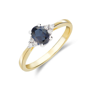 9ct Gold Sapphire and Diamond Trefoil Ring