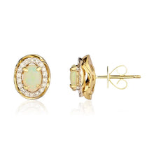 Load image into Gallery viewer, 9ct Gold Opal and Diamond Earrings
