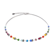 Load image into Gallery viewer, Coeur De Lion Lite Mini Cube Necklace Silver Rainbow
