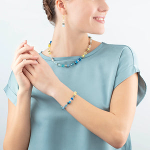 Coeur De Lion Iconic Geo Cube Turquiose and Yellow Necklace