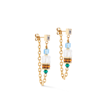 Load image into Gallery viewer, Coeur De Lion Multi Wear Chain Earrings - Multicolour Gold
