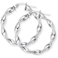 9ct White Gold Twist Hoops