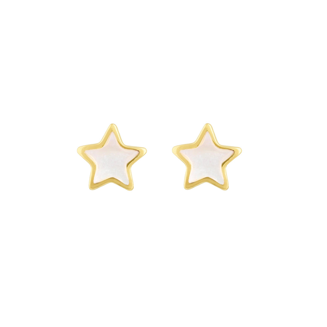 Silver Gold Plated Mother of Pearl Star Earrings