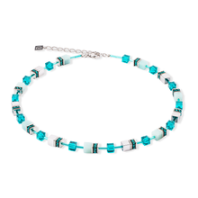 Load image into Gallery viewer, Coeur De Lion GeoCUBE Iconic Mono Necklace - Dark Silver Turquoise
