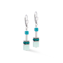 Load image into Gallery viewer, Coer De Lion GeoCUBE Iconic Mono Earrings - Dark Silver Turquoise
