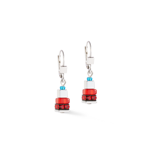 Coeur De Lion Modern Future Cube Earrings - Blue Red