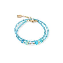 Load image into Gallery viewer, Coeur De Lion Joyful Colours Wrap Bracelet - Gold Turquoise
