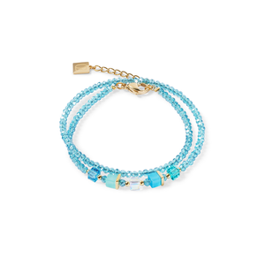 Coeur De Lion Joyful Colours Wrap Bracelet - Gold Turquoise