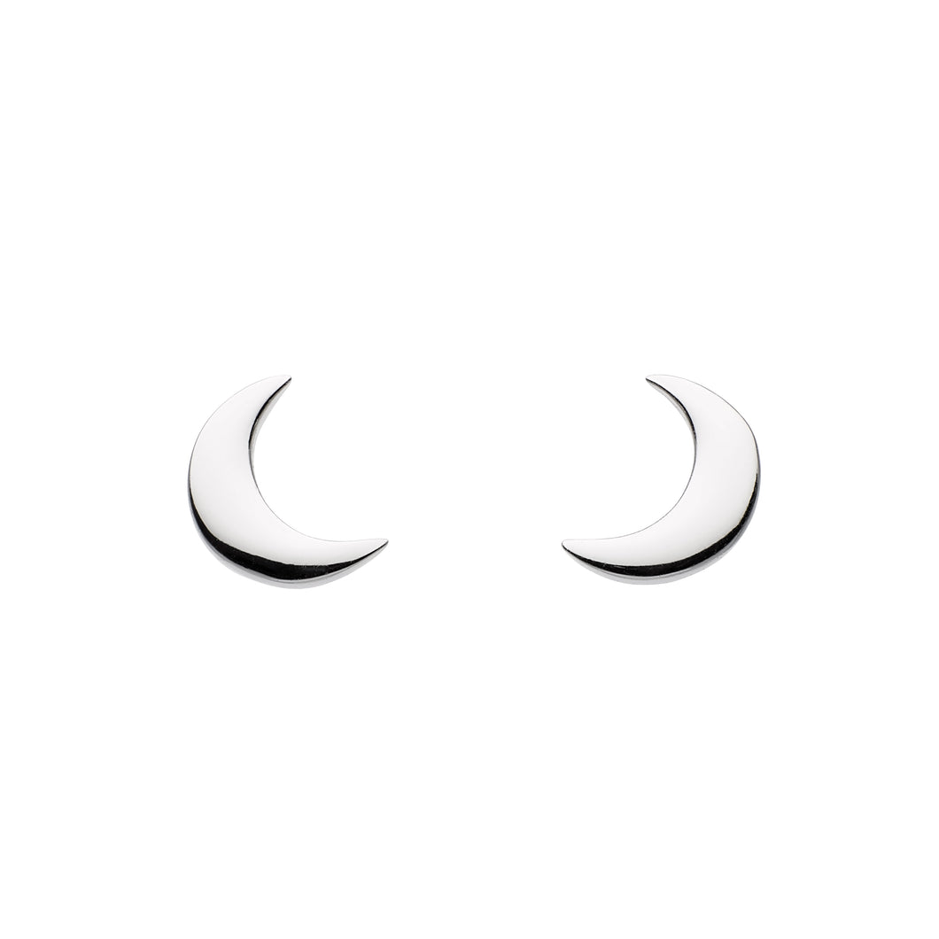 Dew Crescent Moon Stud Earrings