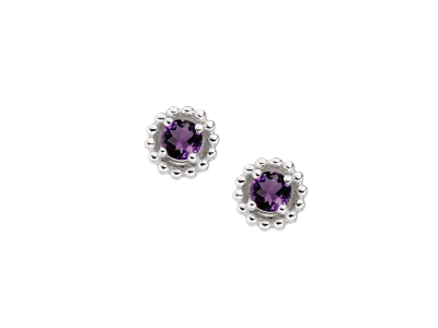 Silver Birthstone Earrings - February