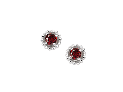 Silver Birthstone Earrings - January Garnet