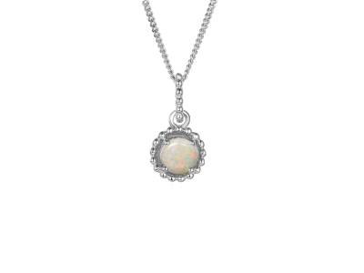 Silver Birthstone Necklace - October