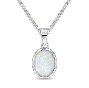 9ct White Gold Opal Pendant