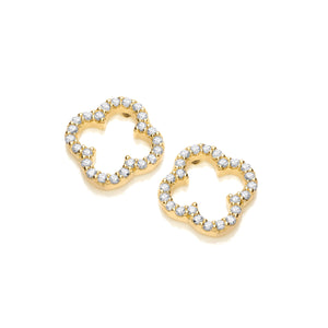 Silver Vintage Clover Earrings - Gold Plate