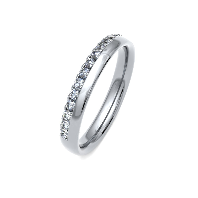 Platinum and Diamond Off Set Claw Wedding Ring