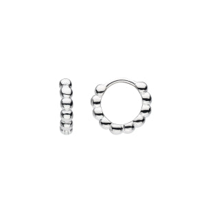 Silver Beaded Huggie Hoops