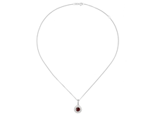 Load image into Gallery viewer, Silver Ruby and Cubic Zirconia Halo Necklace
