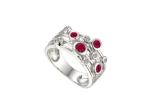 Silver Ruby and Cubic Zirconia Bubble Ring