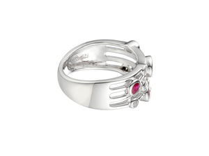 Silver Ruby and Cubic Zirconia Bubble Ring