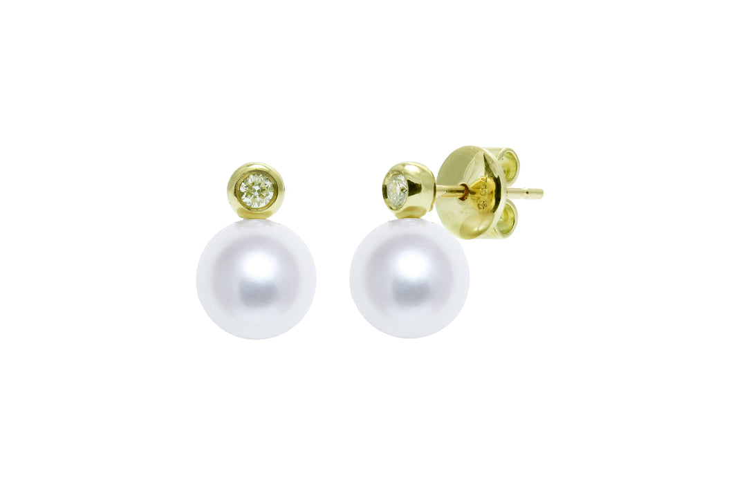 18ct Gold Pearl and Diamond Earrings