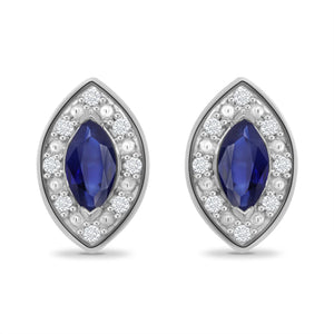 9ct White Gold Marquise Sapphire Earrings