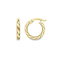 9ct Gold Petite Ribbed Hoops