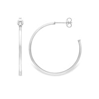 9ct White Gold Modern Hoop Earrings