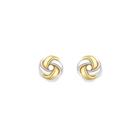 9ct Yellow and White Gold Knot Stud Earrings