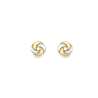 9ct Yellow and White Gold Knot Earrings - 8mm