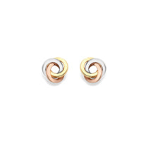 9ct Three Colour Gold Knot Earrings