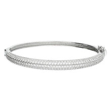 Load image into Gallery viewer, Silver Cubic Zirconia Pave Hinged Bangle
