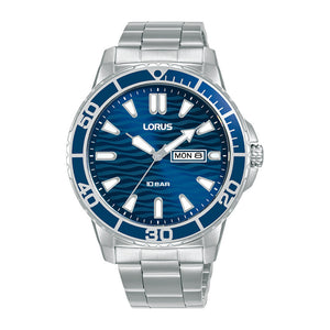 Lorus Gents Sport Style Watch Blue Dial With Day /Date Function