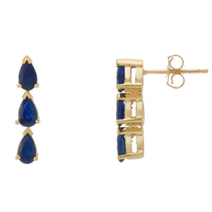 9ct Gold Triple Sapphire Drop Earrings