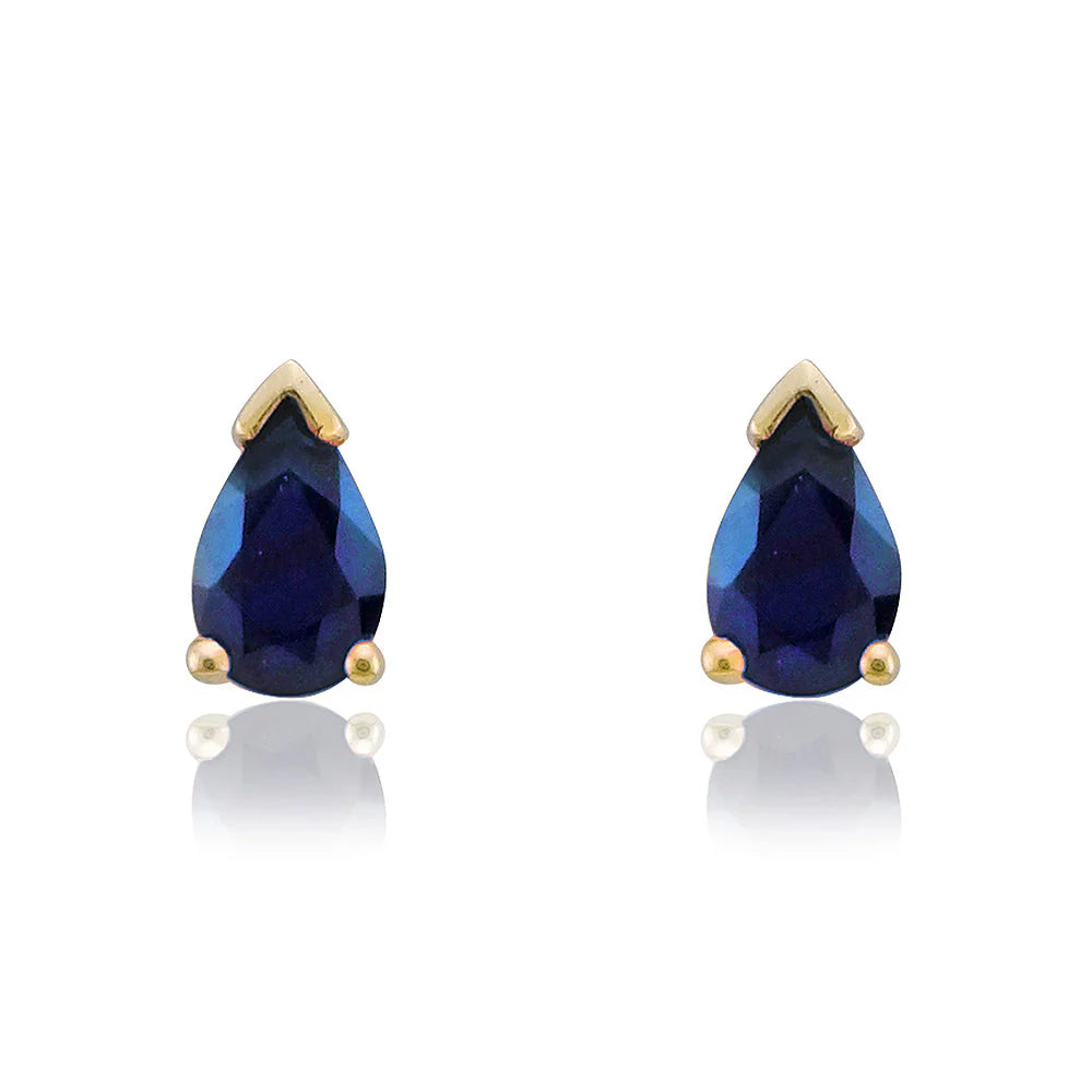 9ct Gold Pear Cut Sapphire Studs