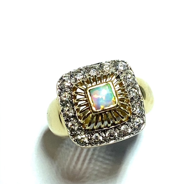 Secondhand Opal and Cubic Zirconia Ring