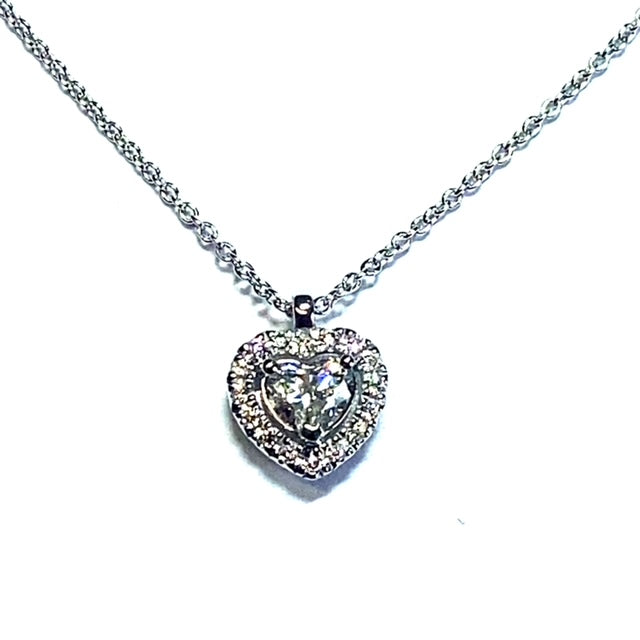 18ct White Gold Heart Cut Diamond Necklace