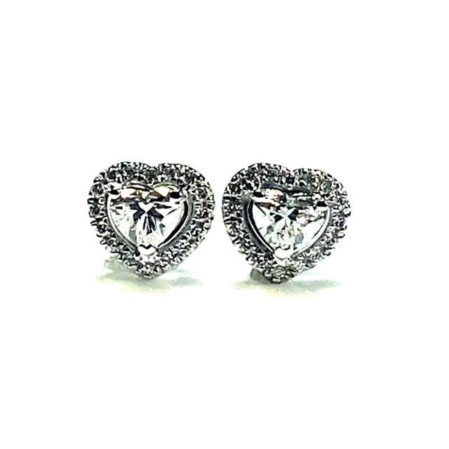 18ct White Gold Heart Cut Diamond Earrings