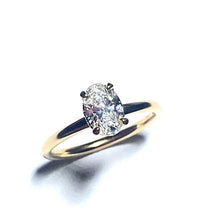 Load image into Gallery viewer, 18ct Yellow Gold Hdden Halo Oval Lab Grown Diamond Ring - 1.01ct
